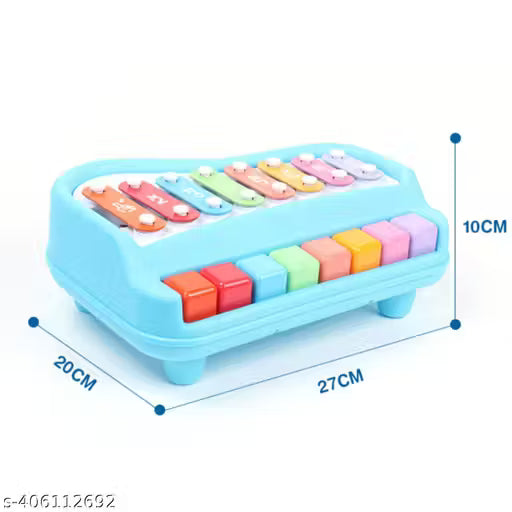 2 in 1 Baby Piano Xylophone Toy 8 Multicolored Key Keyboard Baby Kids Girls Boy (Blue)